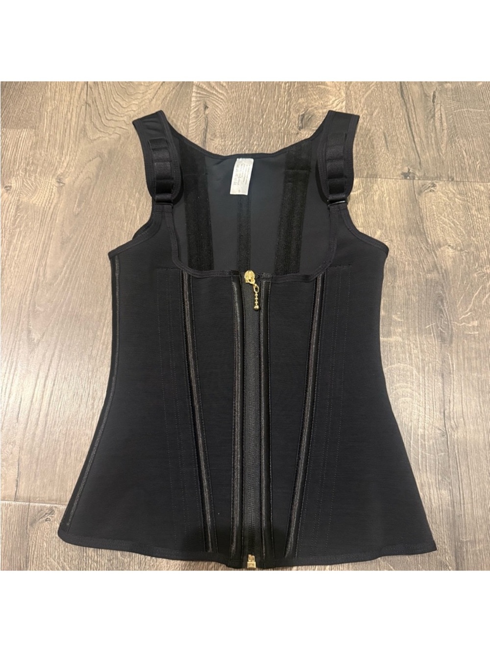 Black Front-Zip Waist Trainer Vest
